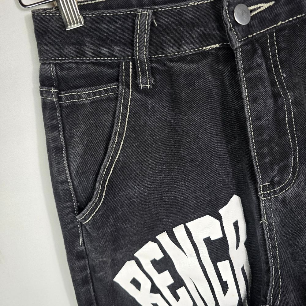 Mauv Studio Black Star Letter Graphic Cargo Jeans Size S - Picture 4 of 12